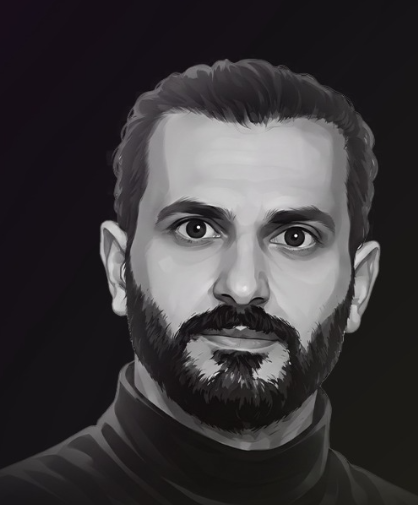 Stylized digital portrait of Dr. Khaled Jassem